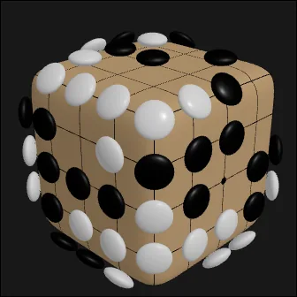 3D go board with some stones on its surface
