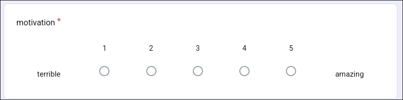 Linear scale, Google Forms question