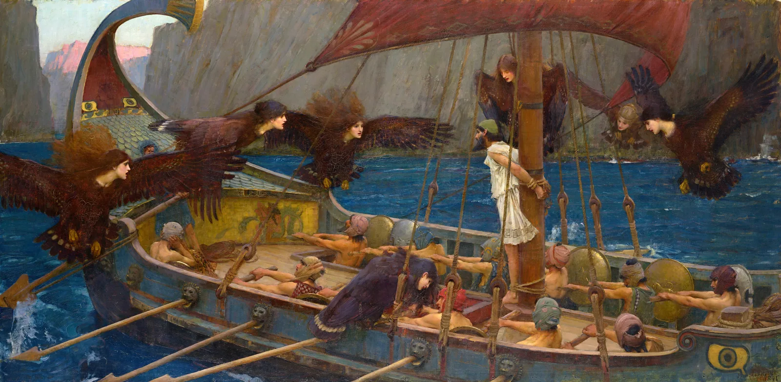 Painting of Ulysses tied to the mast